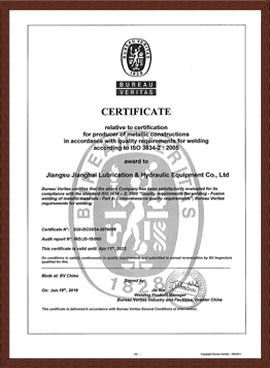 Obtained ISO 3834 International Welding Product Management System certification